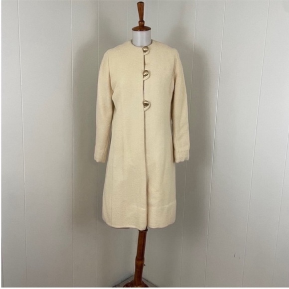 Vintage Set Womens Sleeveless Crew Neck Shift Dress Women’s M‎ Ivory Over Coat - Picture 2 of 14